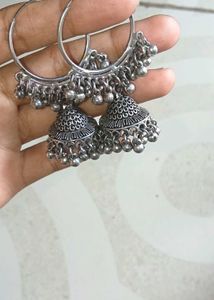 Oxidised Jhumka Earrings