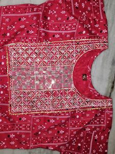 Red Printed Kurta