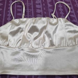 Satin Ruched Crop Top