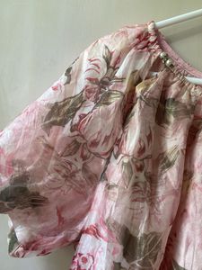 Sheer Floral Puff Sleeve Blouse