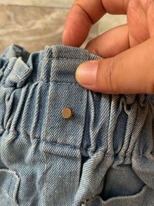 Cute Denim Skirt with Rainbow Buttons
