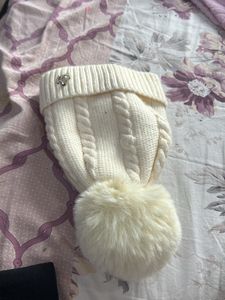 New Woollen Cream Beanie Or Cap