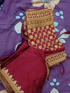 Maroon &amp; Gold Embellished Blouse