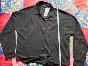 Chic Black Tie-Front Blouse