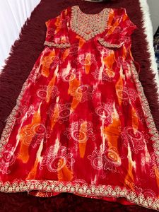 Red Embroidered Kurta Set with Dupatta