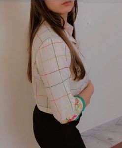 Chic Embroidered Plaid Crop Top