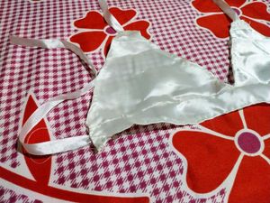 White Satin Triangle Bikini Top