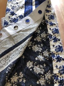 Blue&amp;Off White Printed Door Curtains Set