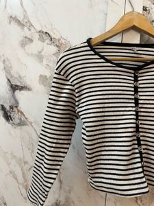 Striped Long Sleeve Crop Top