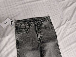 Washed Grey Flare Jeans
