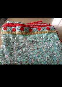 Stunning Embroidered Blue Saree