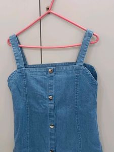 Blue Denim Button-Front Dress