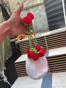 Crocheted rose potli bag small size