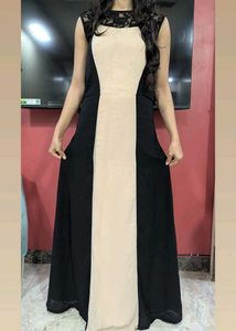 Elegant Black and Beige Maxi Dress🎀✨