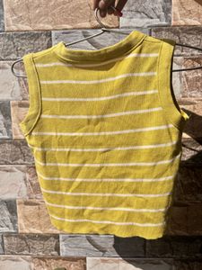 Striped Yellow Knit Tank Top