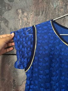 Vibrant Blue Heart Print Top