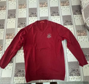 Spykar Men's Red V-Neck Sweater