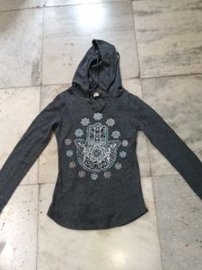 Stylish Grey Hamsa Hand Hoodie