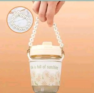 Cute Water Bottle with Pearl Strap