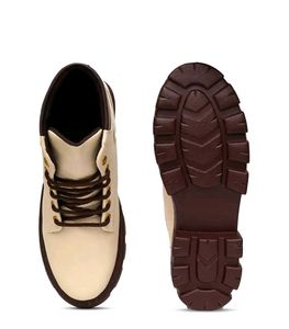 Stylish Cream Lace-Up Boots