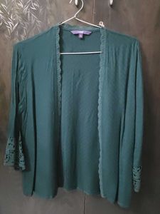 Elegant Teal Lace Cardigan