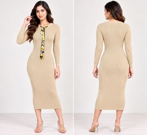 Elegant Ribbed Knit Midi Dress