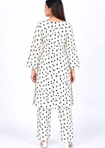 White Kurta with Black Heart Print
