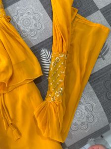 Yellow Sequined Kurta plazzo Set with Dupatta