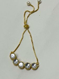 Elegant Gold Bracelet with Pearls Set of 5