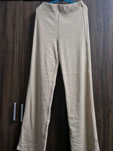 Ribbed High-Rise Pants with Elasticated Waist