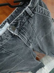 Washed Black Denim Cargo Pants
