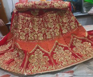 Red &amp; Gold Embroidered Gowns set