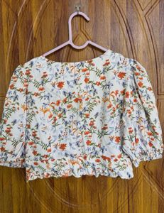 AND Floral Print Cropped Top