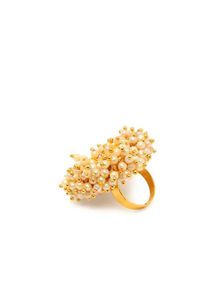 Elegant Pearl &amp; Gold Statement Ring