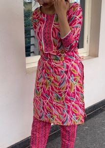 Pink Multi color Kurta Set