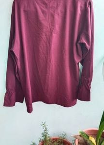 Shein Burgundy Bow Tie Neck Blouse