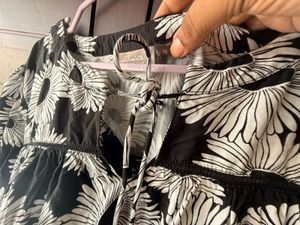 Black &amp; White Floral Midi Dress