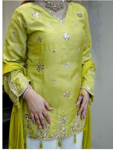 Designer Kurta Set with Palazzo(Green)