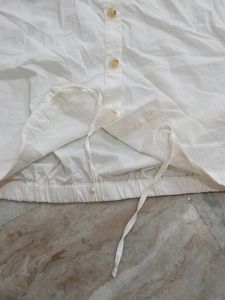White Cropped Shirt with Tie Detail