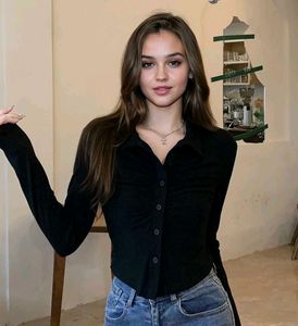 Chic Ruched Black Shirt