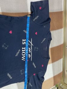 Cute Navy "Time Is Now" Graphic Tee