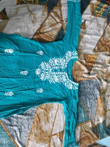 Teal Chikankari Embroidered Kurta