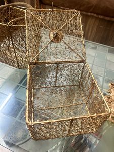 Elegant Gold Wire Storage Baskets