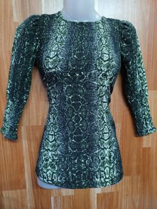 Chic Snake Print Puff Sleeve Top