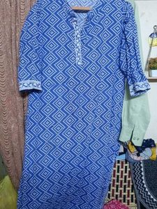 Blue &amp; White Bandhani Print Kurta
