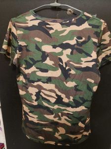 Camo Print T-Shirt with Patch