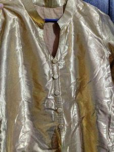 Elegant Golden long Kurti with front open slits