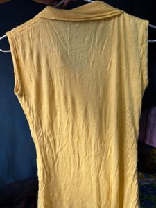 Yellow Sleeveless Lace Top