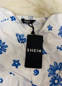 Cute Blue &amp; White Strapless Romper