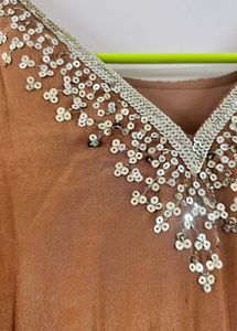 Elegant Gold Embroidered Kurta Set XL Size